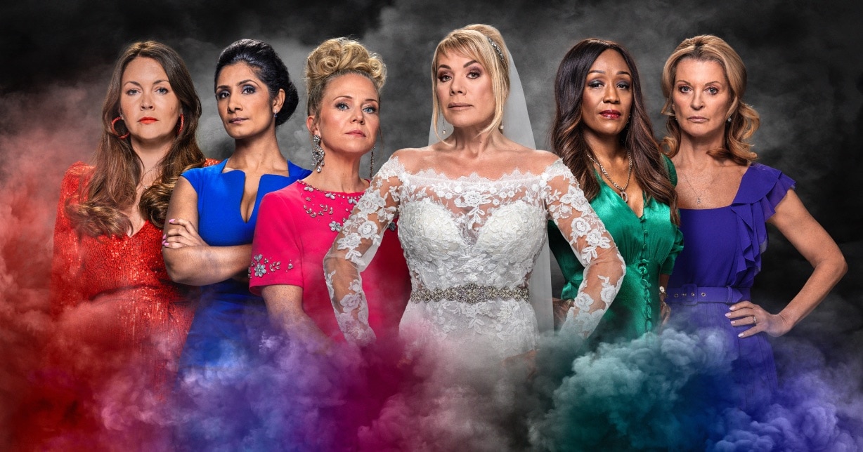 Linda Carter (Kellie Bright), Denise Fox (Diane Parish), Kathy Beale (Gillian Taylforth), Stacey Slater (Lacey Turner), Sharon Watts (Letitia Dean) and Suki Panesar (Balvinder Sopal) as The Six in EastEnders